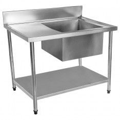 Pia Total Inox 1,00x70cm Cuba Direita e Paneleiro Liso PIA-100X70-CD-P