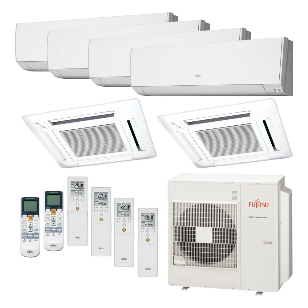 Ar Condicionado Multi-Split Fujitsu Inverter 45.000 Btu/h (4x 9.000 e 2x Cassete 12.000) Quente/Frio 220V