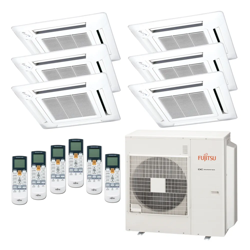 Ar Condicionado Multi-Split Fujitsu Inverter 45.000 Btu/h (4x Cassete 9.000 e 2x Cassete 12.000) Quente/Frio 220V